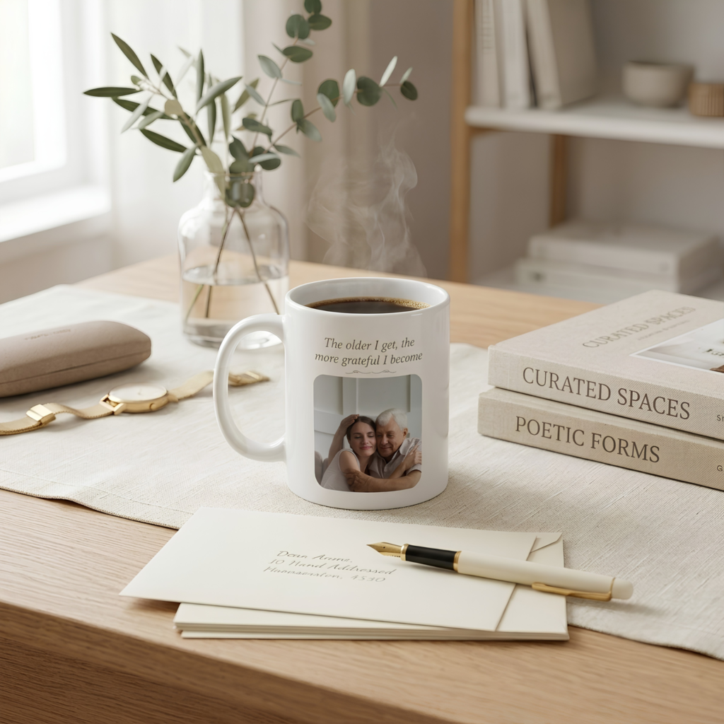 Personalized Father's Day mug featuring the message The Older I Get The More Grateful I Become